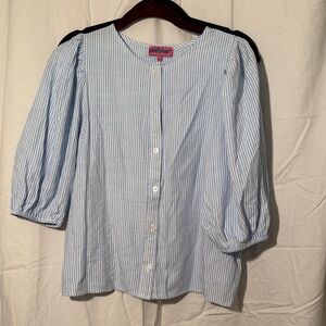 Edikted Light Blue Striped Blouse
